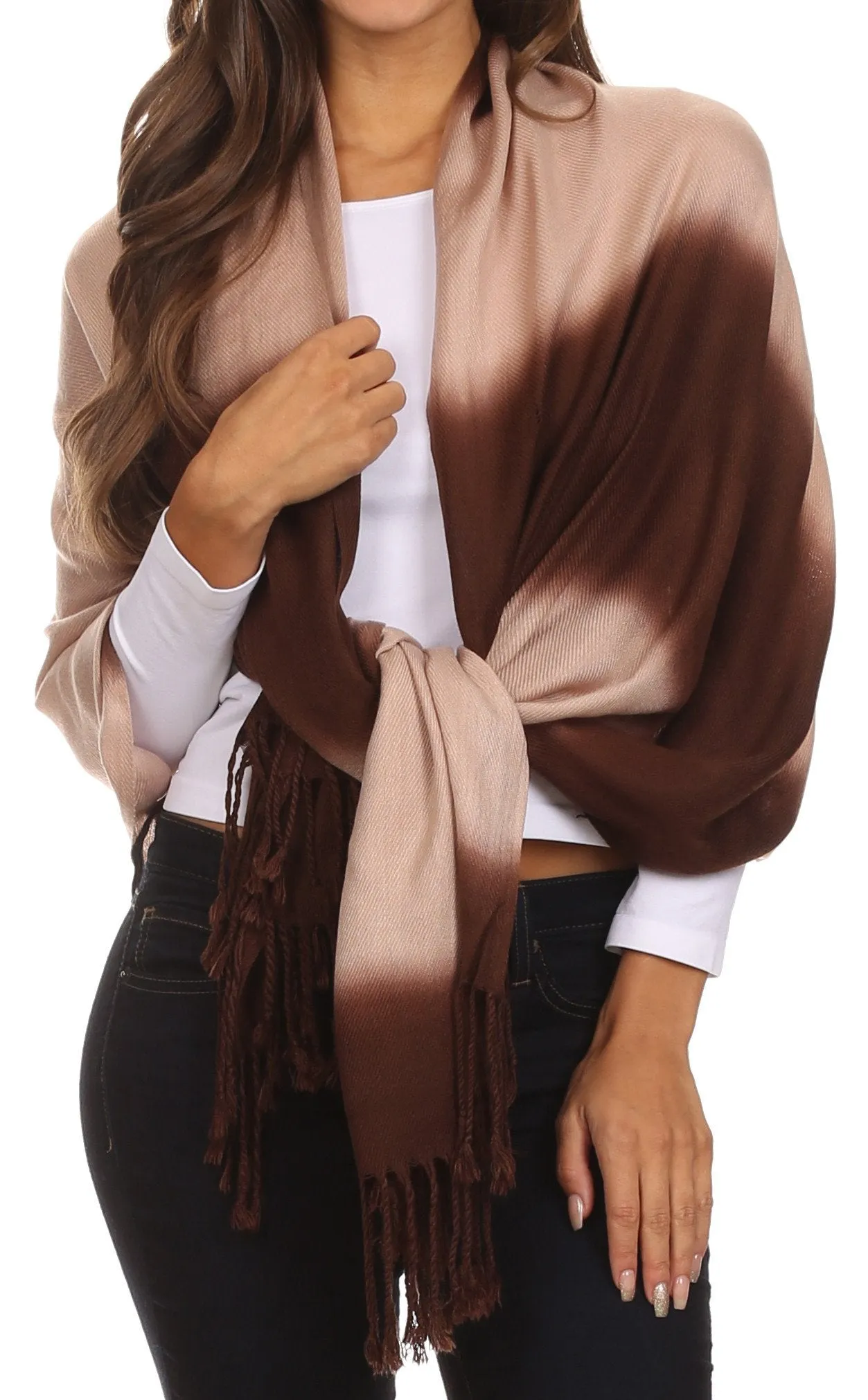 Sakkas Vicki Trendy Ombre Stripe Tie Dye Pashmina/ Shawl/ Wrap/ Stole