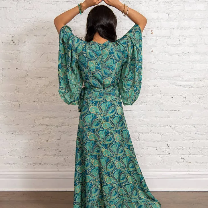 Sari Flutter Sleeve Wrap Dress