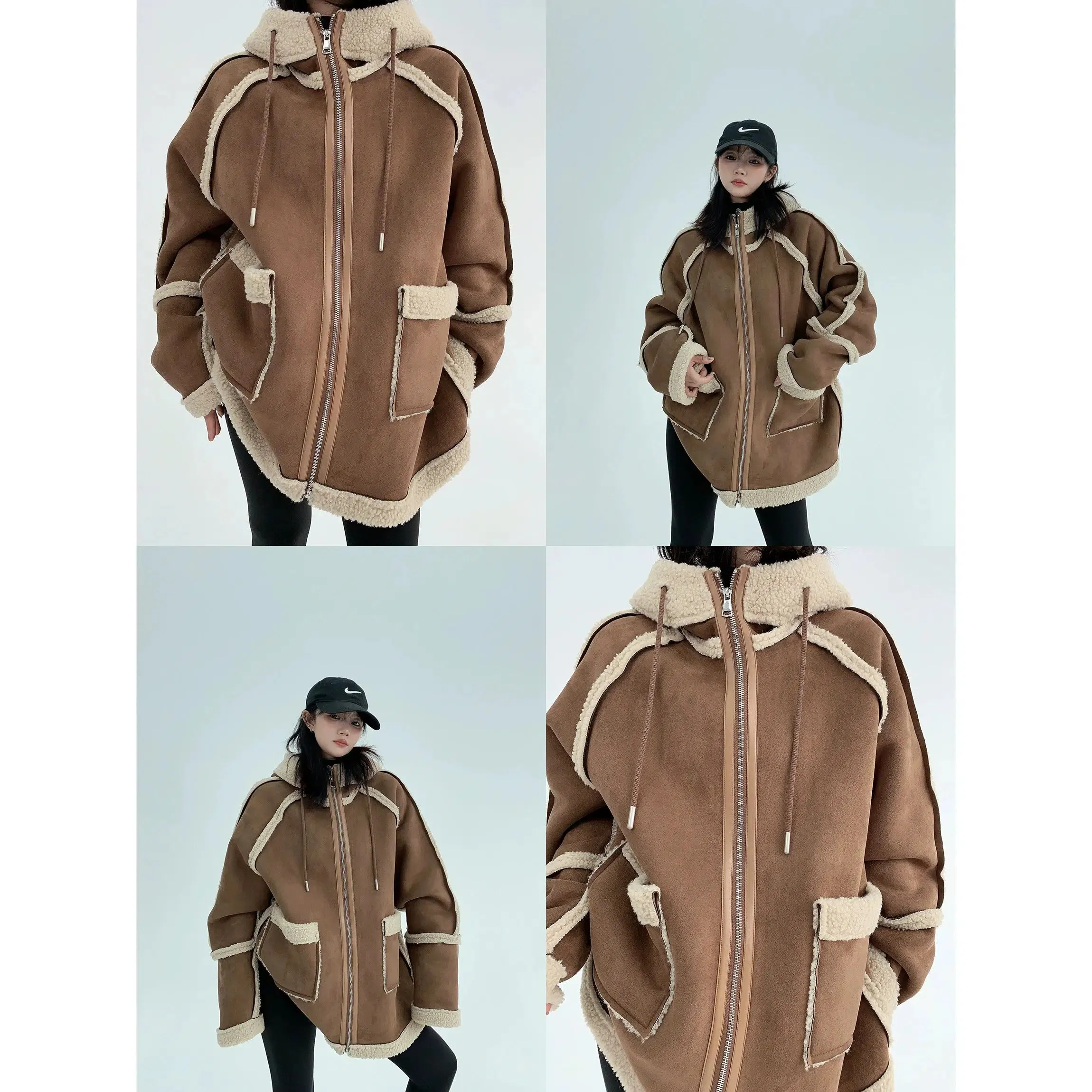 Shearling-Lined Oversized Hooded Coat