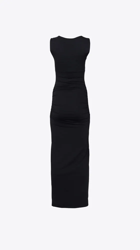 Side Gathered Dress - Black