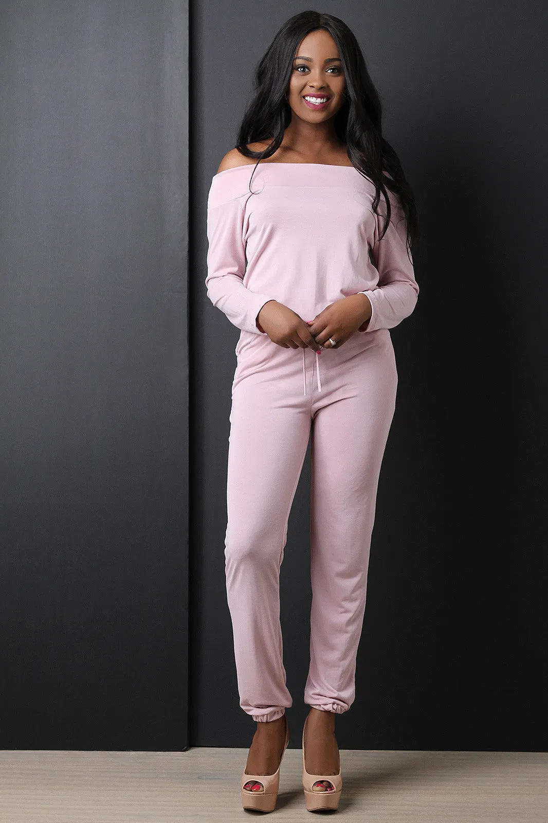 Smooth Knit Off The Shoulder Jumpsuit