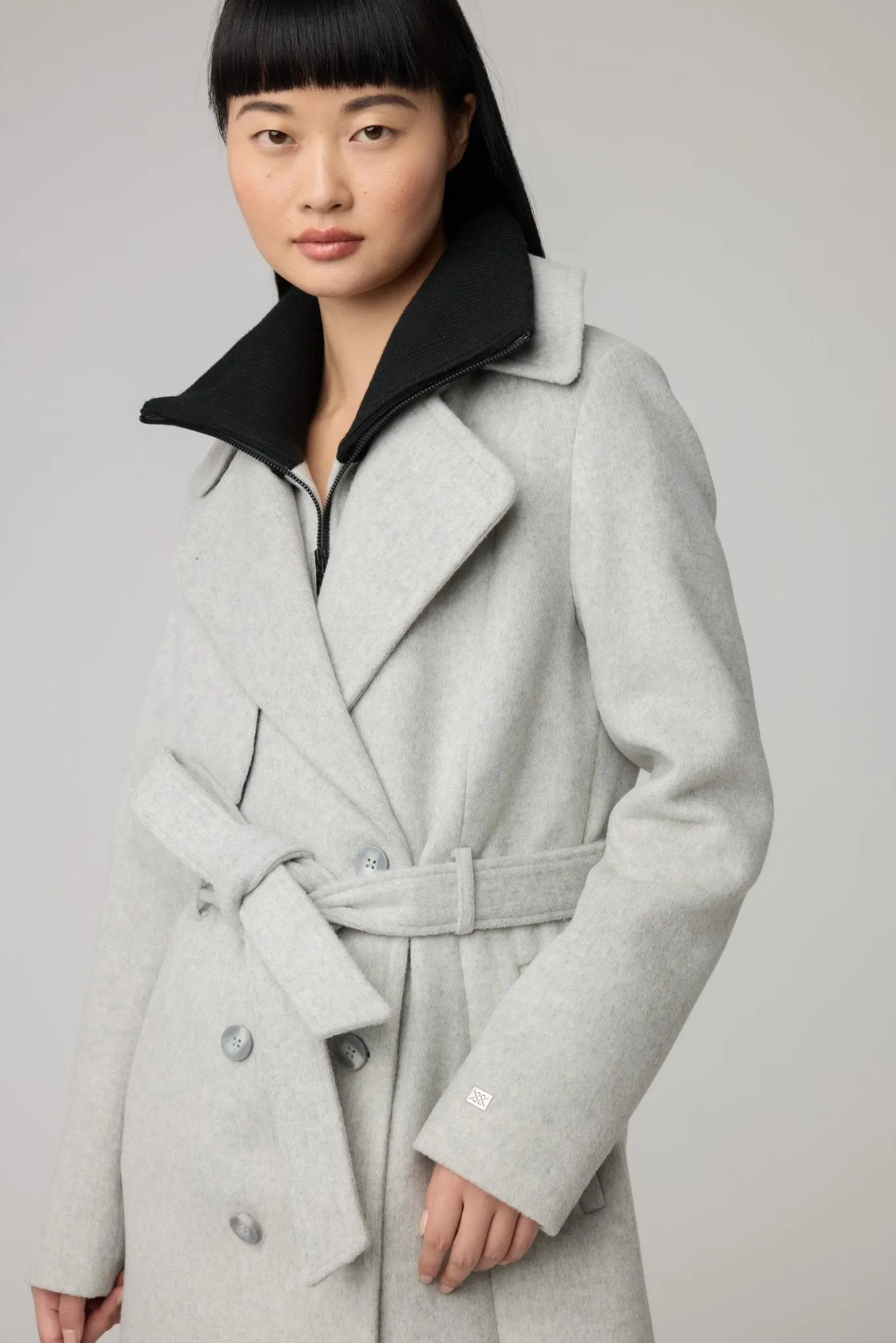 SOIA&KYO FABIANNE-C - Semi-Fitted Classic Wool Coat With Removable Bib