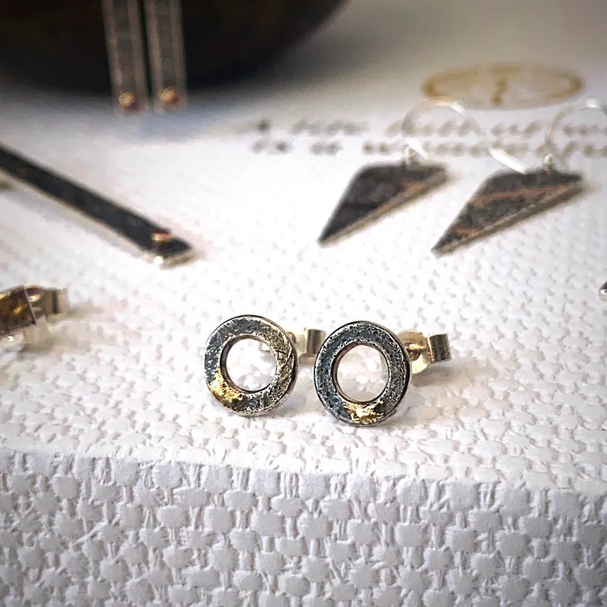 Solid sterling silver and gold polo stud earrings