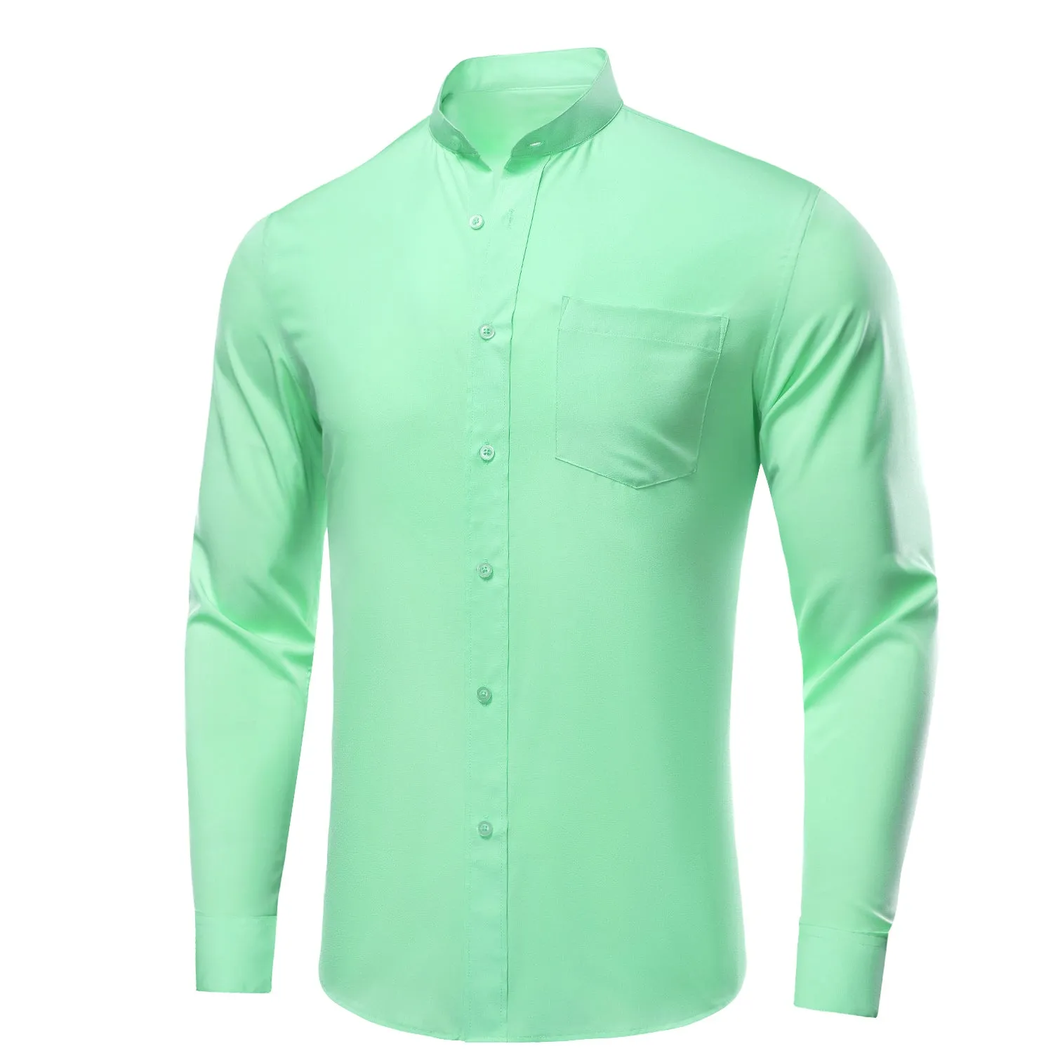 Spring Green Solid Men's Long Sleeve Business Shirt