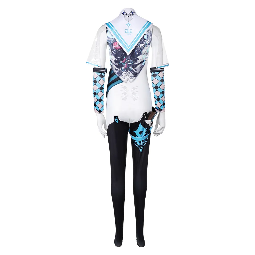 Stellar Blade Eve Women White Blue Combat Suit Party Carnival Halloween Cosplay Costume