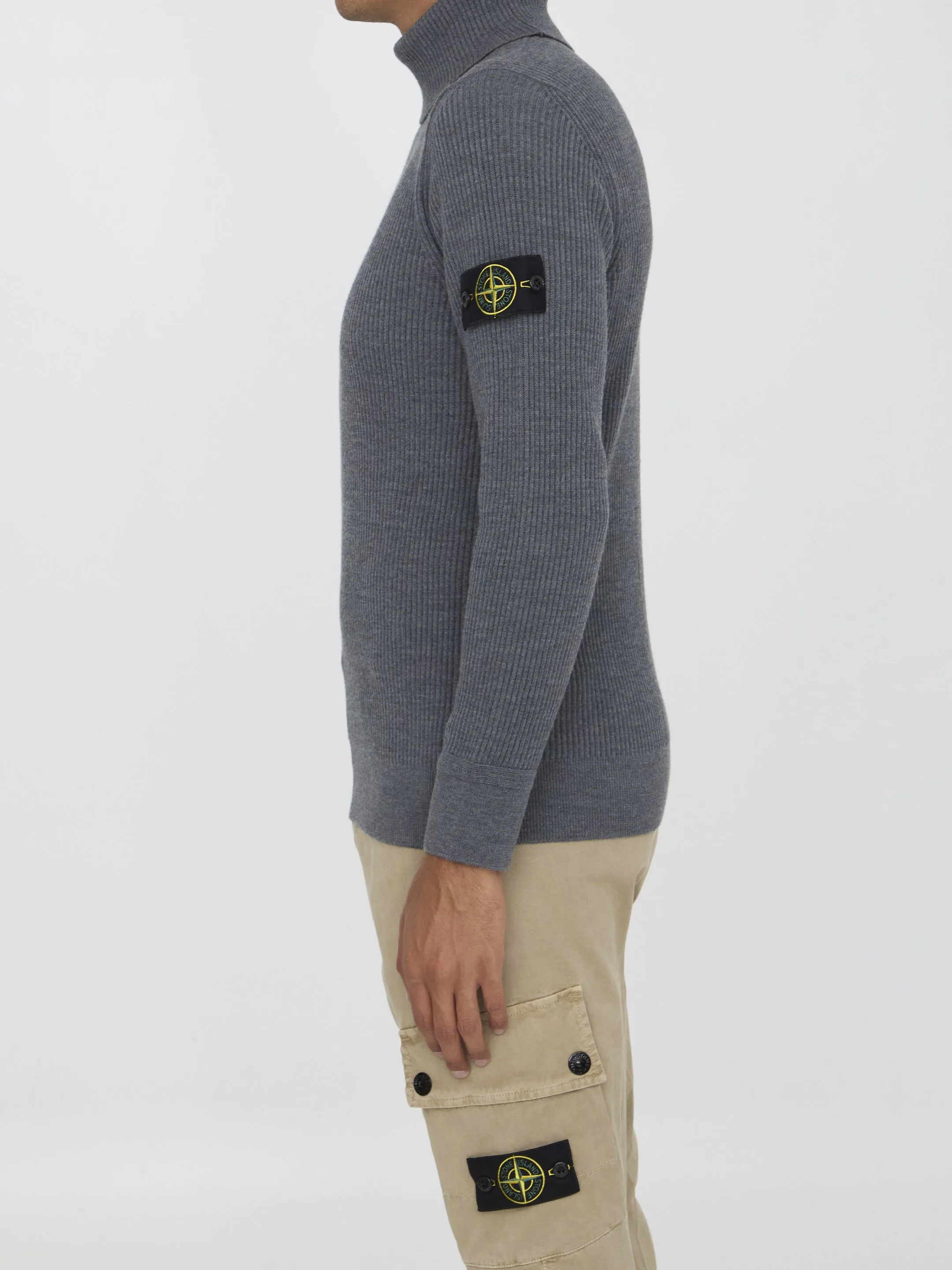 Stone Island Turtleneck Sweater In Wool