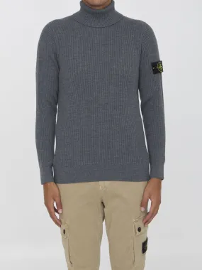 Stone Island Turtleneck Sweater In Wool