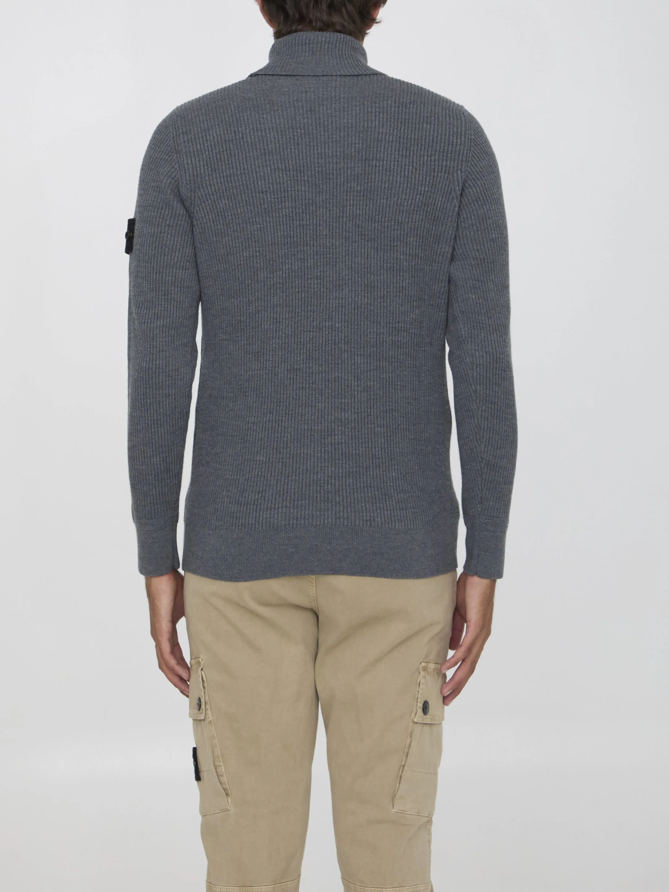 Stone Island Turtleneck Sweater In Wool