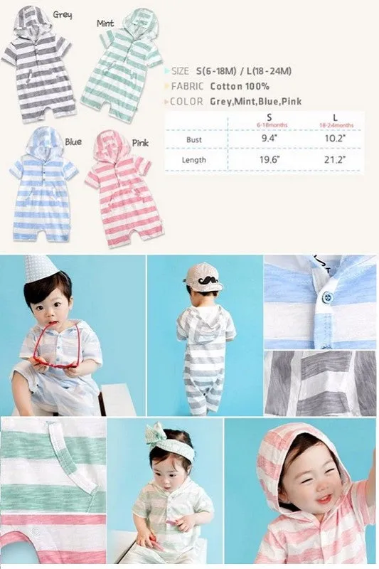 Striped Baby Hoodie Romper