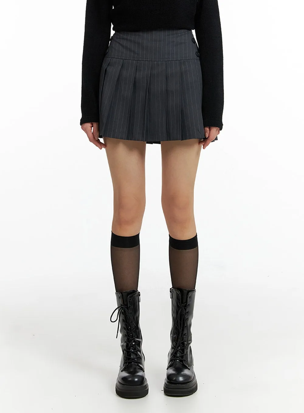 Striped Pleated Mini Skirt IF402