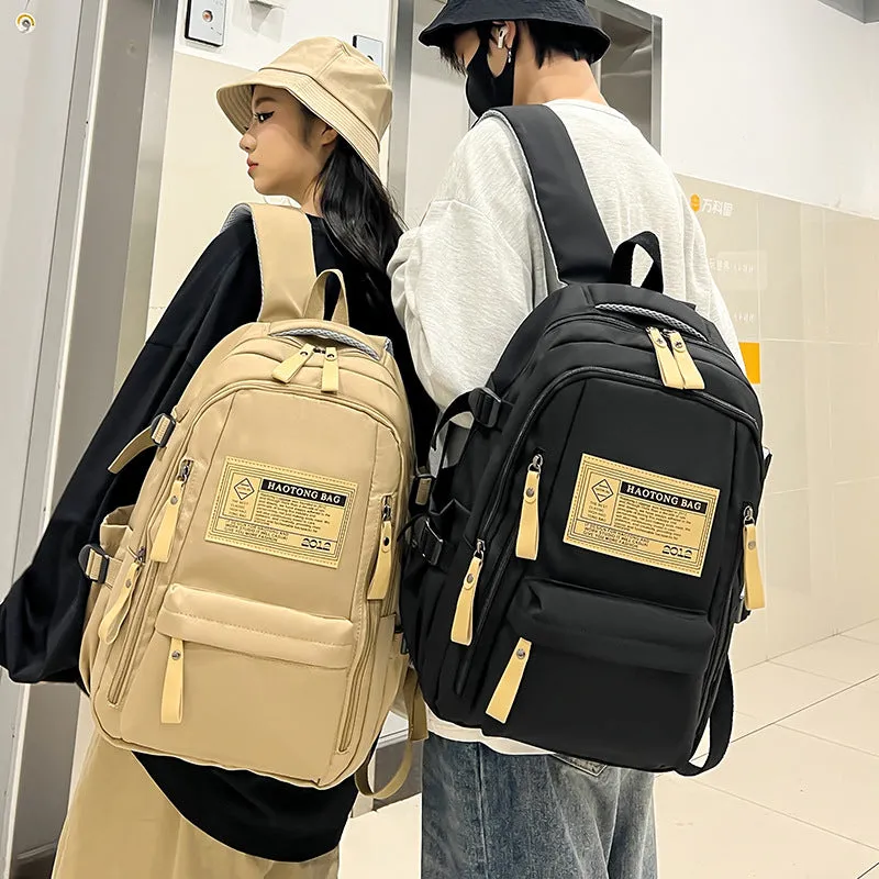 Student Backpack Simple Fashion Middle School Student Trendy Cool Schoolbag Men and Women Large Capacity Casual Trend High School Student Backpack