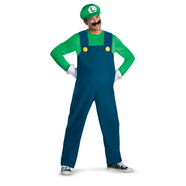 Super Mario Brothers Deluxe Luigi Costume - Adult