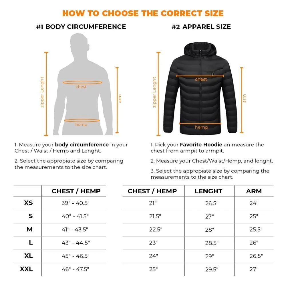 Super Therma Heated Jacket for Women and Men with Battery Pack 5V Heated Coat Detachable Hood - 9 Heated Zones