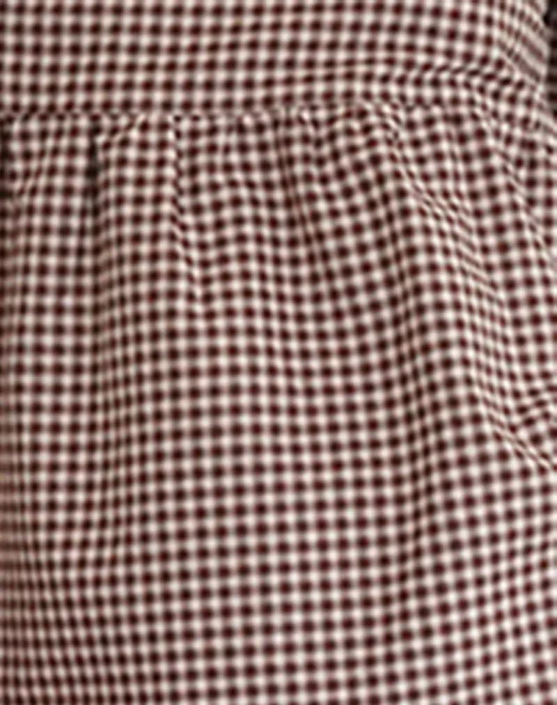 Suzumi Wrap Blouse in Mini Gingham Brown