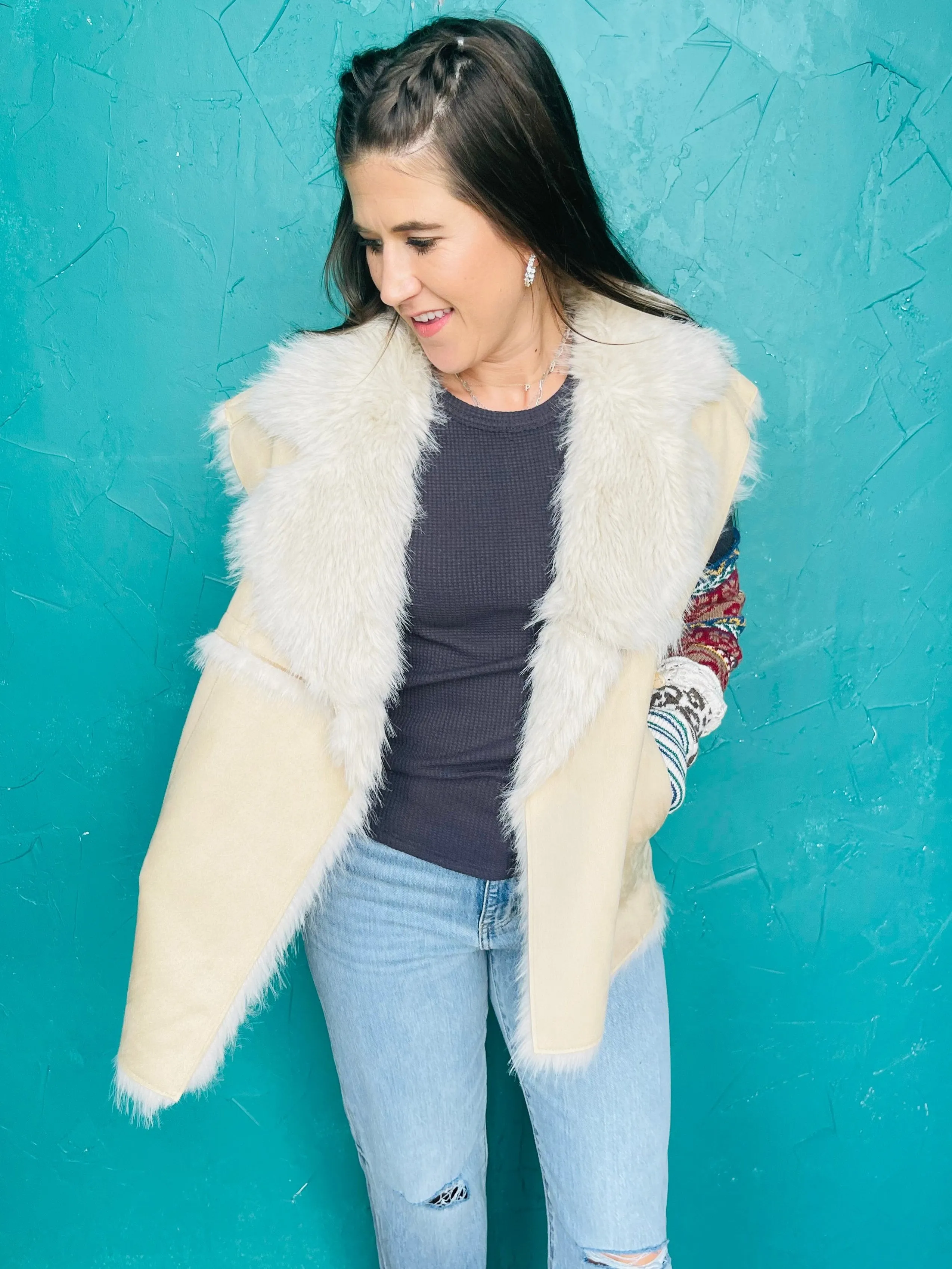 Tan Faux Fur Vest