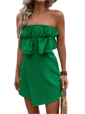 TEEK - Green Ruffled Tube Romper