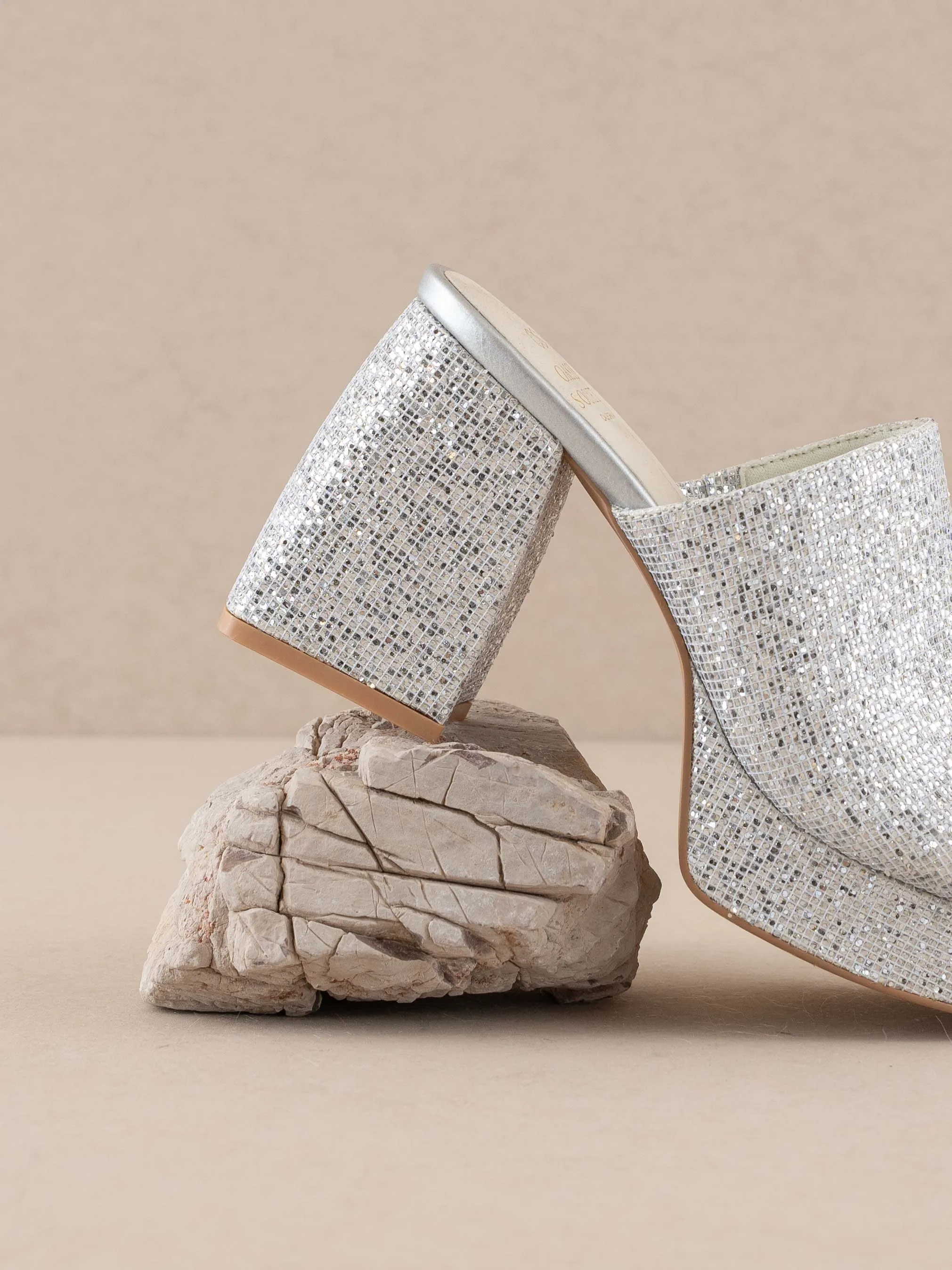 The Crystal Silver | Sparkling platform slide