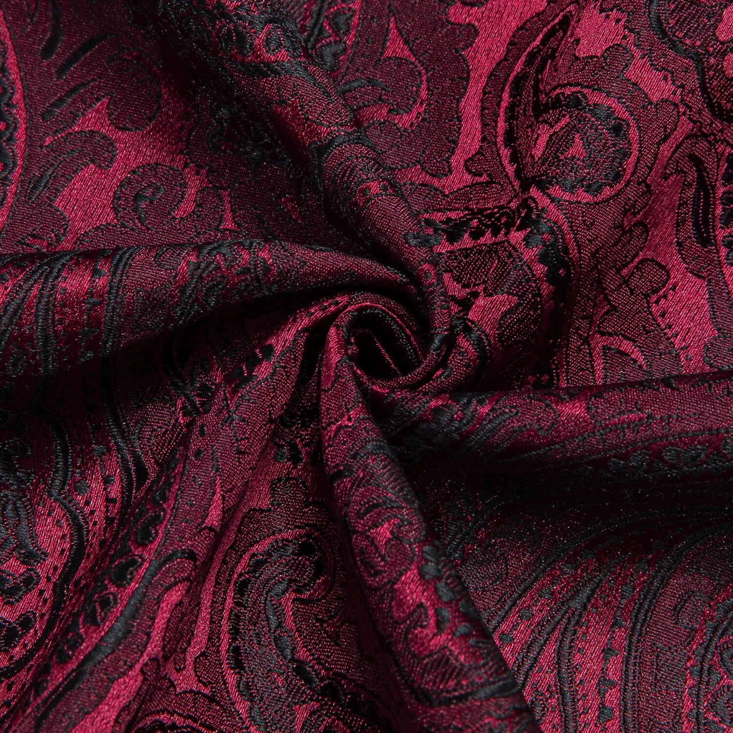 Ties2you Button Down Shirt Dark Red Jacquard Paisley Silk Men's Shirt