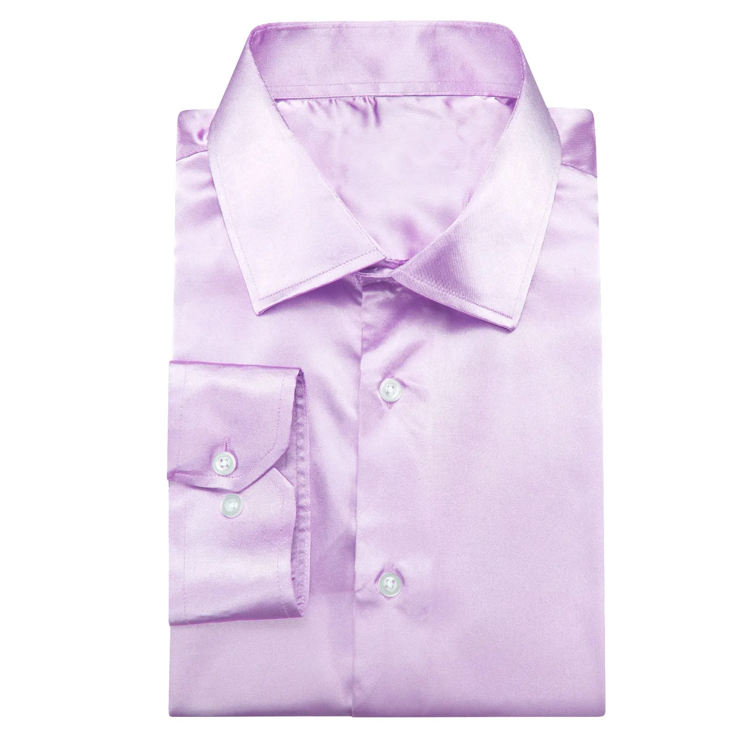 Ties2you Button Down Shirt Lavender Purple Solid Satin Men's Long Sleeve Shirt