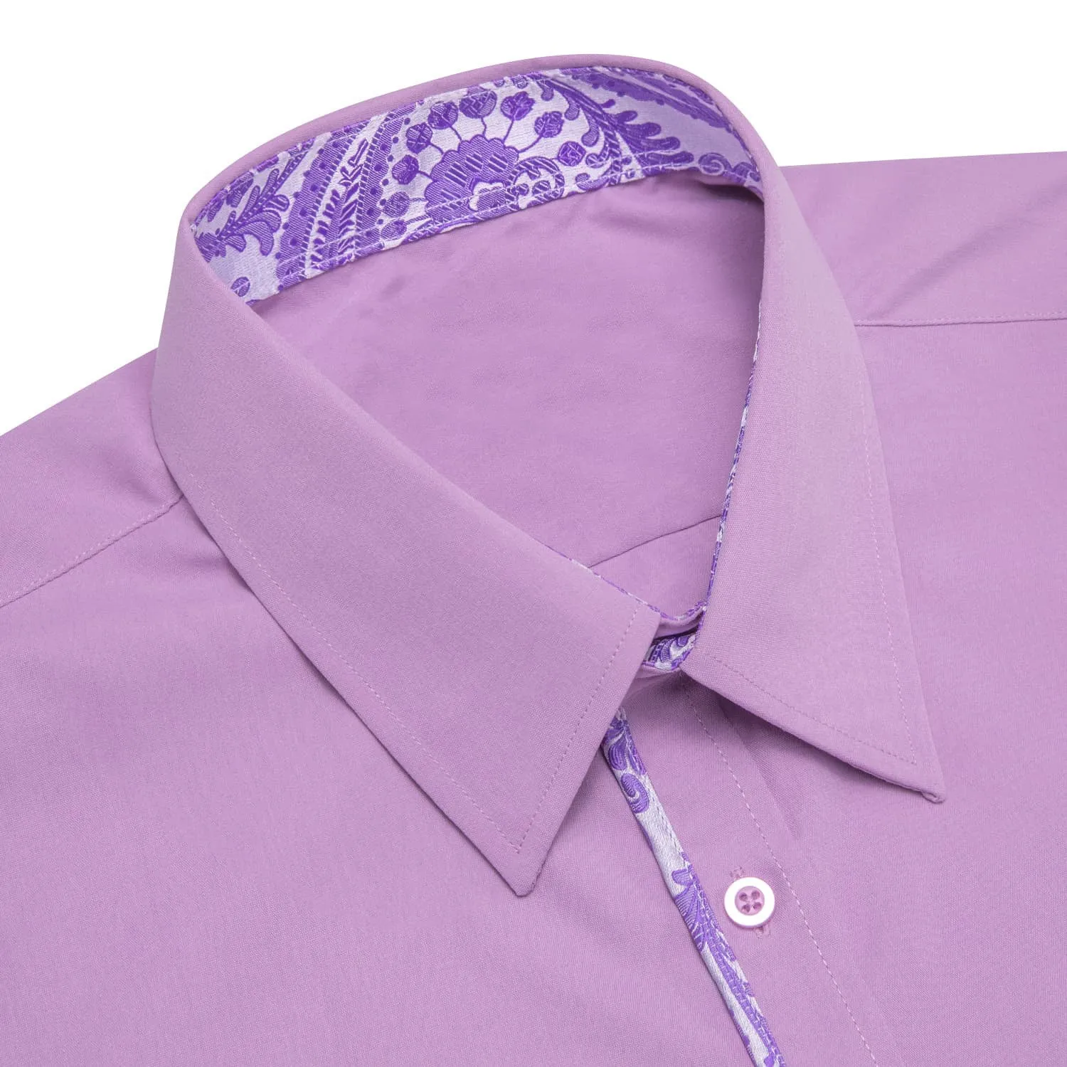 Ties2you Button Down Shirt Thistle Purple Solid Splicing Mens Silk Shirt