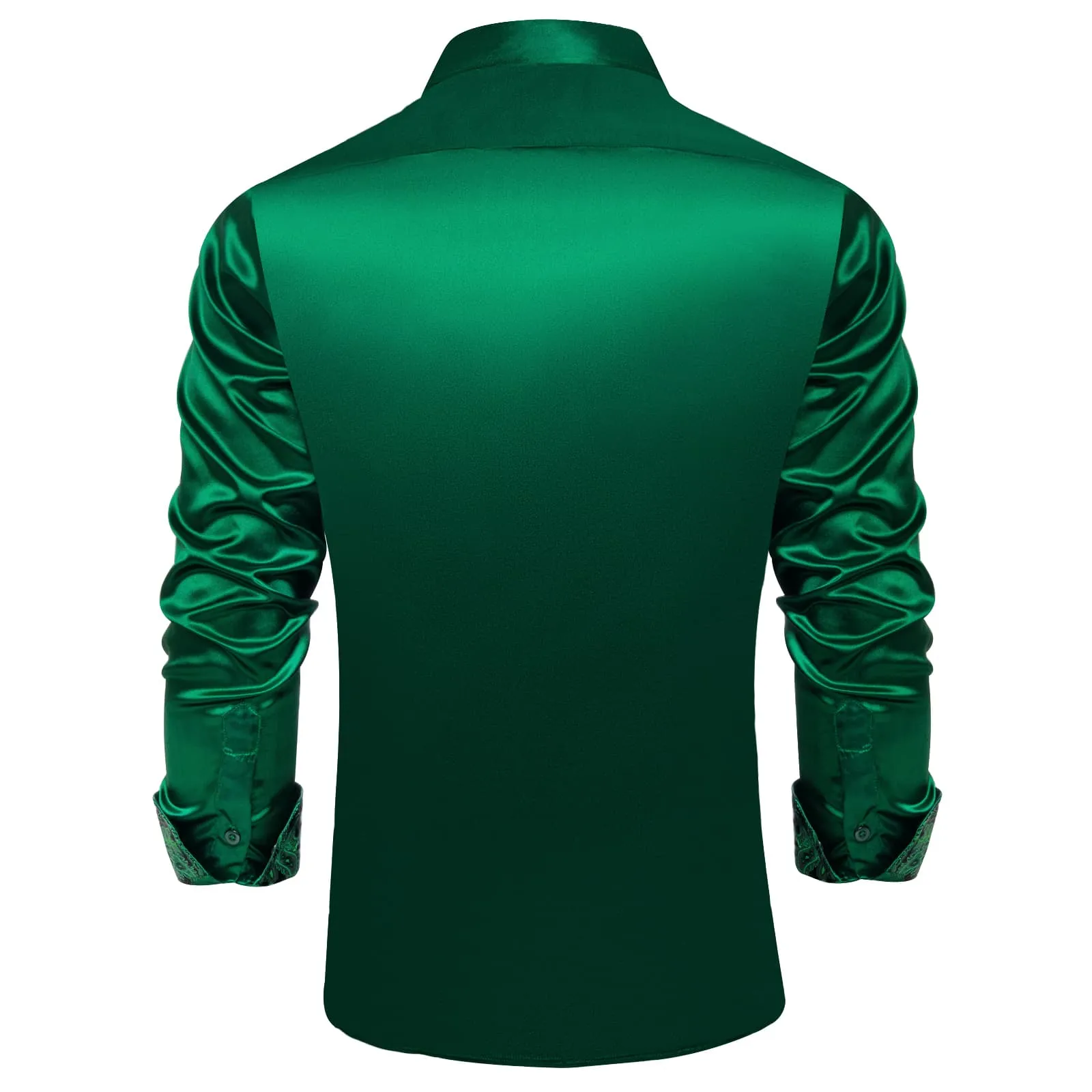 Ties2you Collared Shirt Dark Spring Green Satin Solid Long Sleeve Button Up Mens Shirt Design