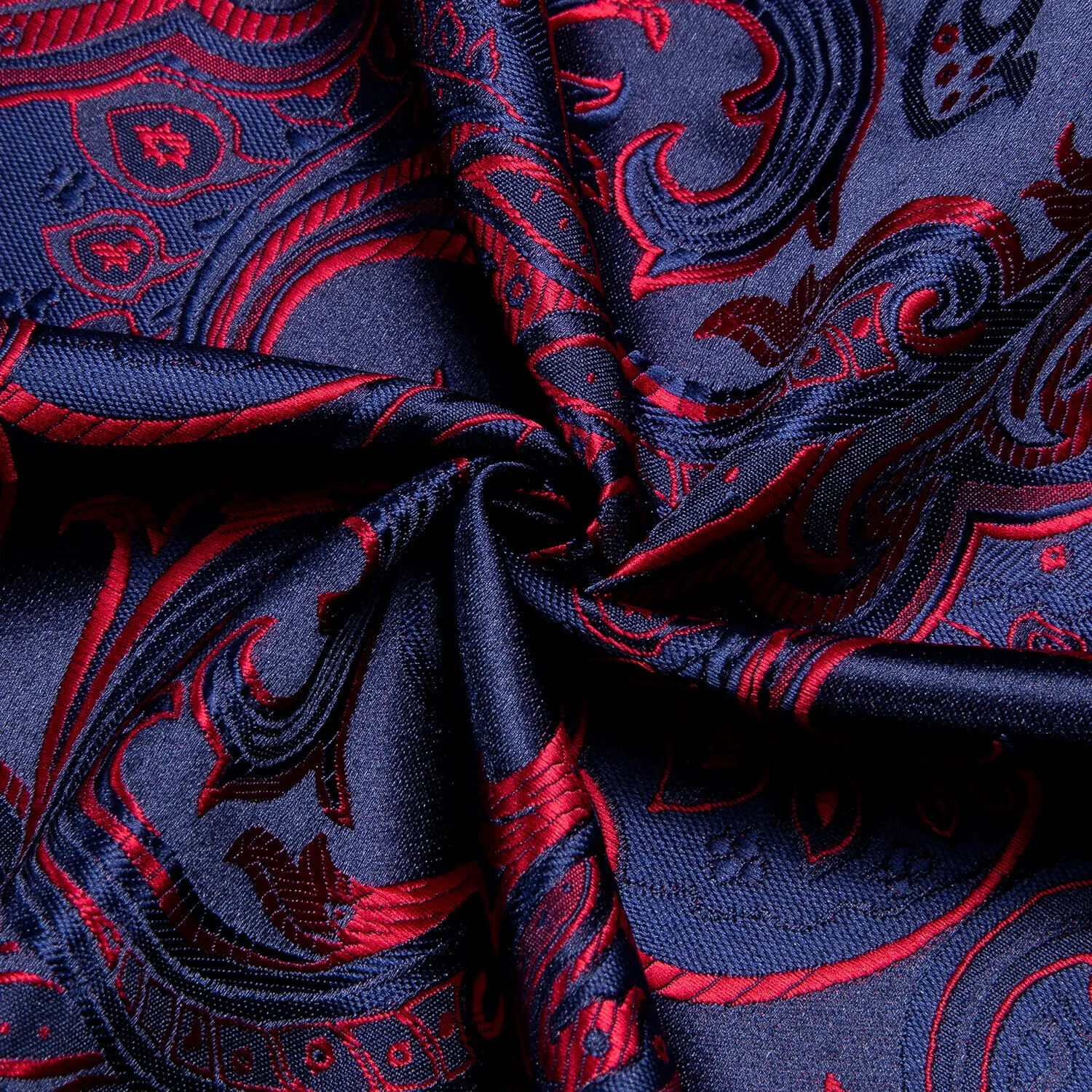 Ties2you Long Sleeve Shirt Navy Blue Red Jacquard Paisley Men's Shirt