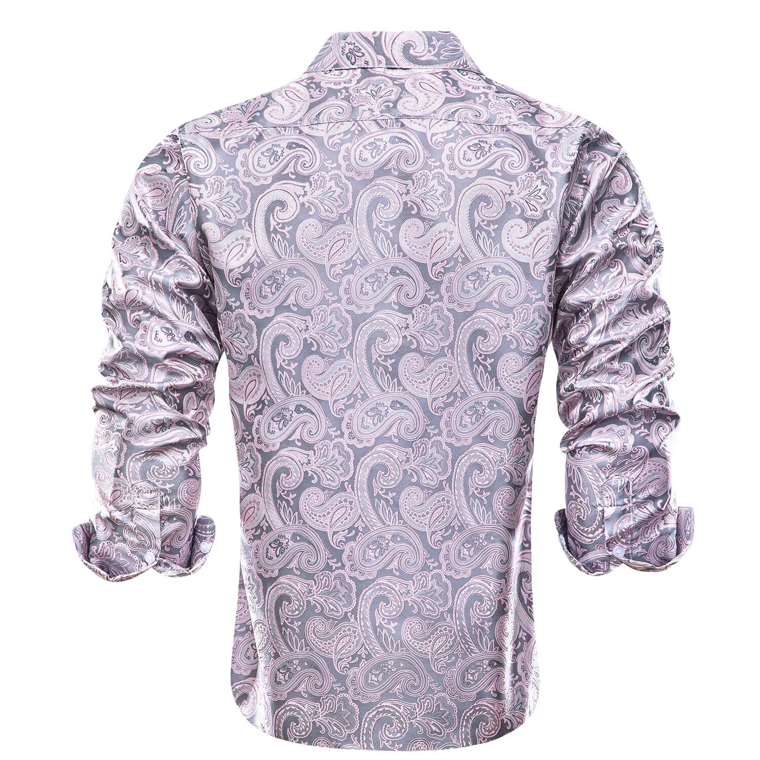 Ties2you Long Sleeve Shirt Pale Pink Paisley Silk Shirt for Men