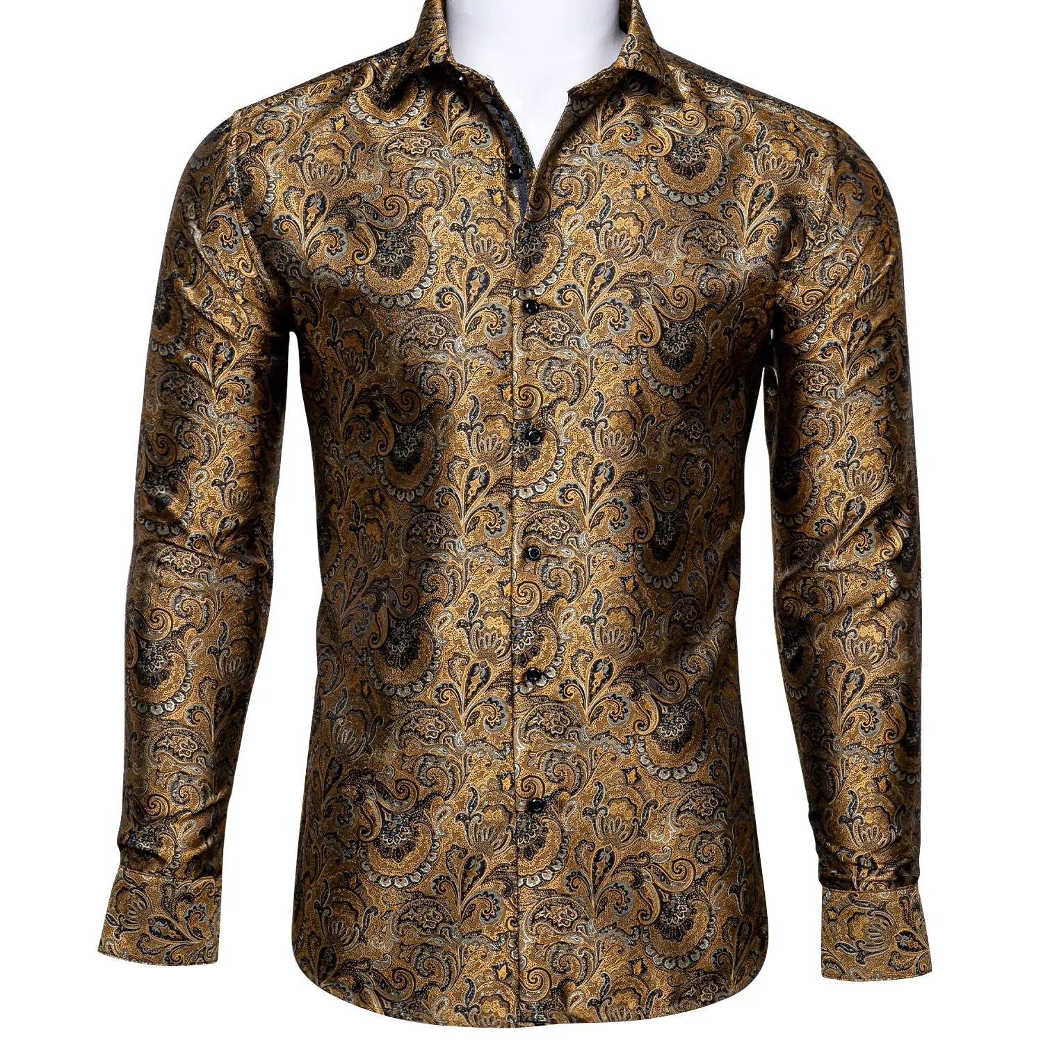 Ties2you Luxury Brownish Yellow Paisley Silk Men's Shirt