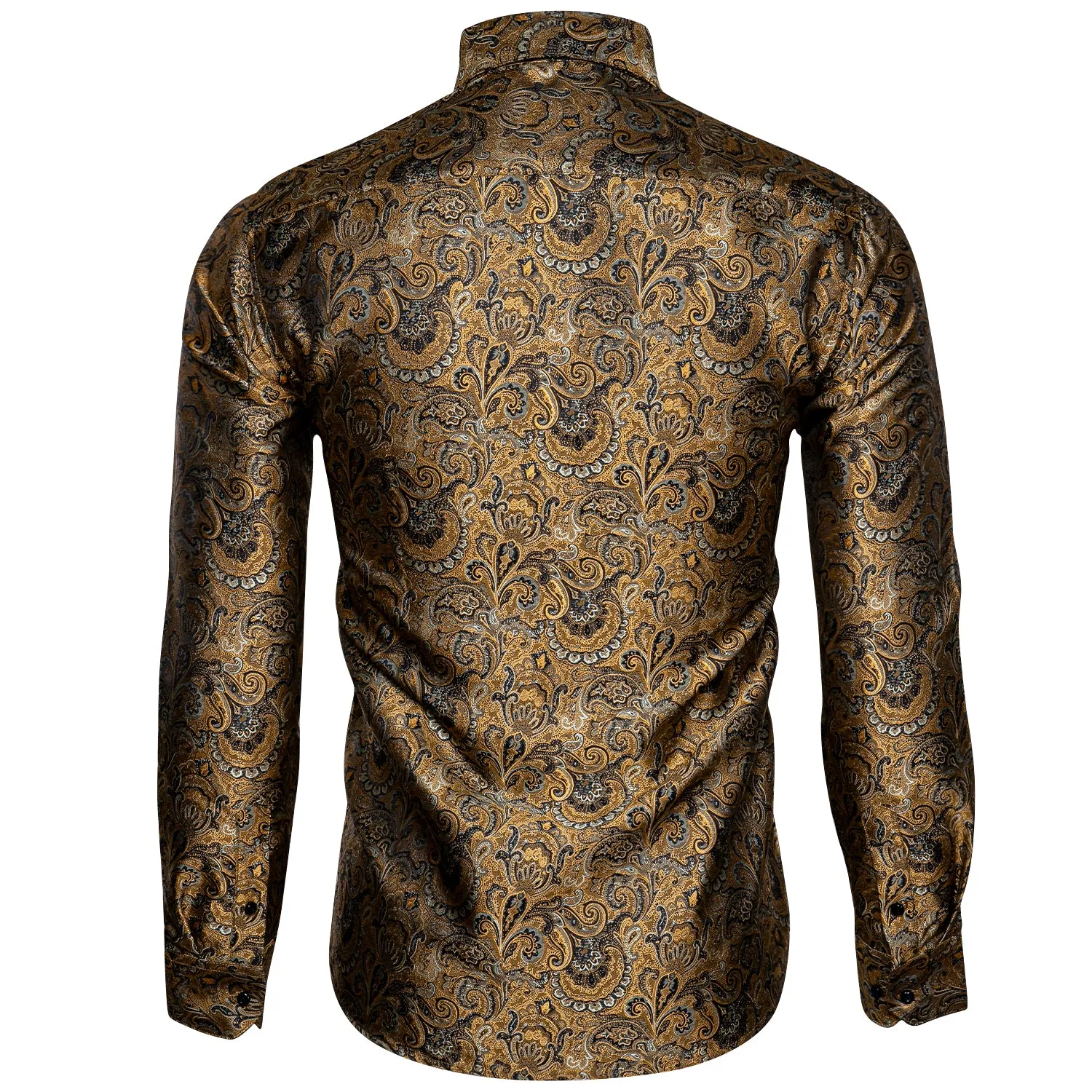 Ties2you Luxury Brownish Yellow Paisley Silk Men's Shirt