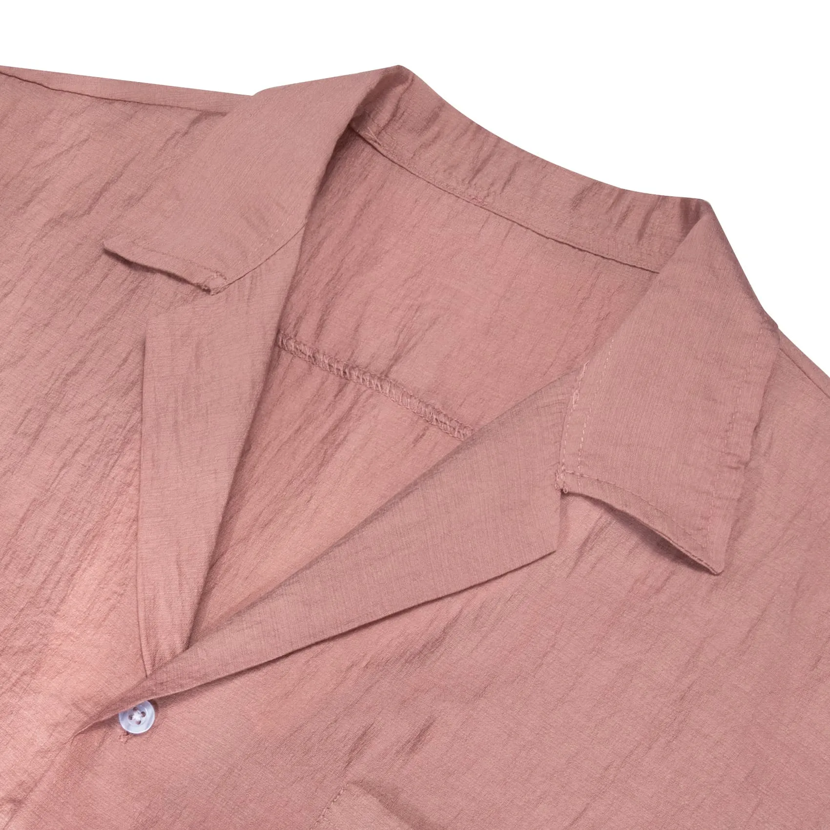 Ties2you Short Sleeve Shirt Rose Pink Solid Men's Silk Notched Collar Button Down Shirt