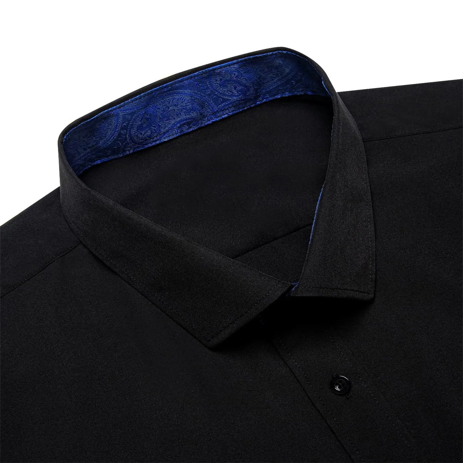 Ties2you Tuxedo Shirt Black Solid Splicing Navy Paisley Silk Mens Dress Shirt