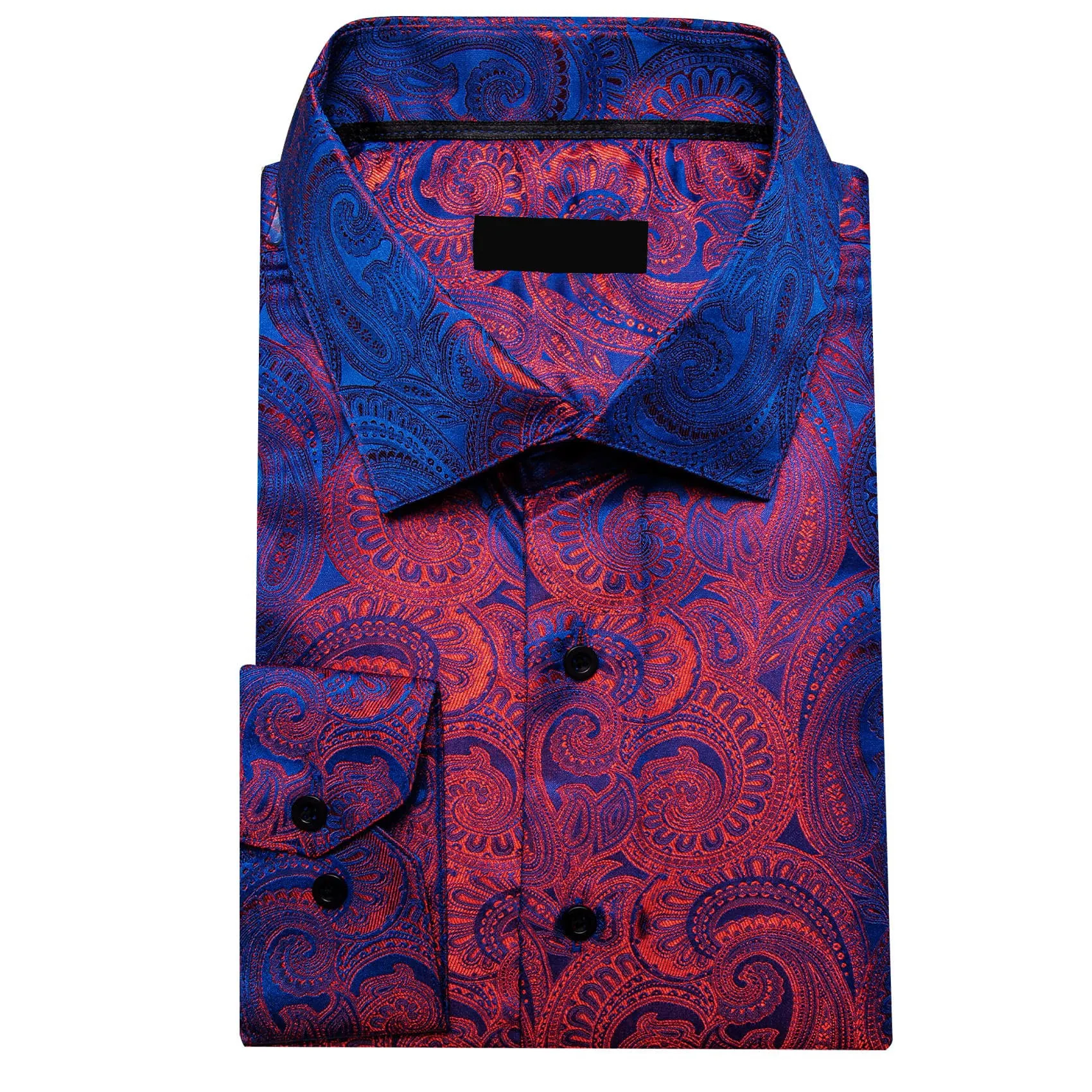 Ties2you Work Shirt Blue Red Paisley Silk Mens Button Down Long Sleeve Dress Shirt Top