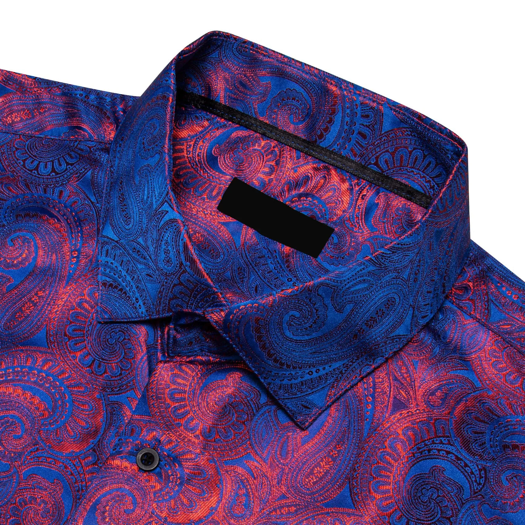 Ties2you Work Shirt Blue Red Paisley Silk Mens Button Down Long Sleeve Dress Shirt Top