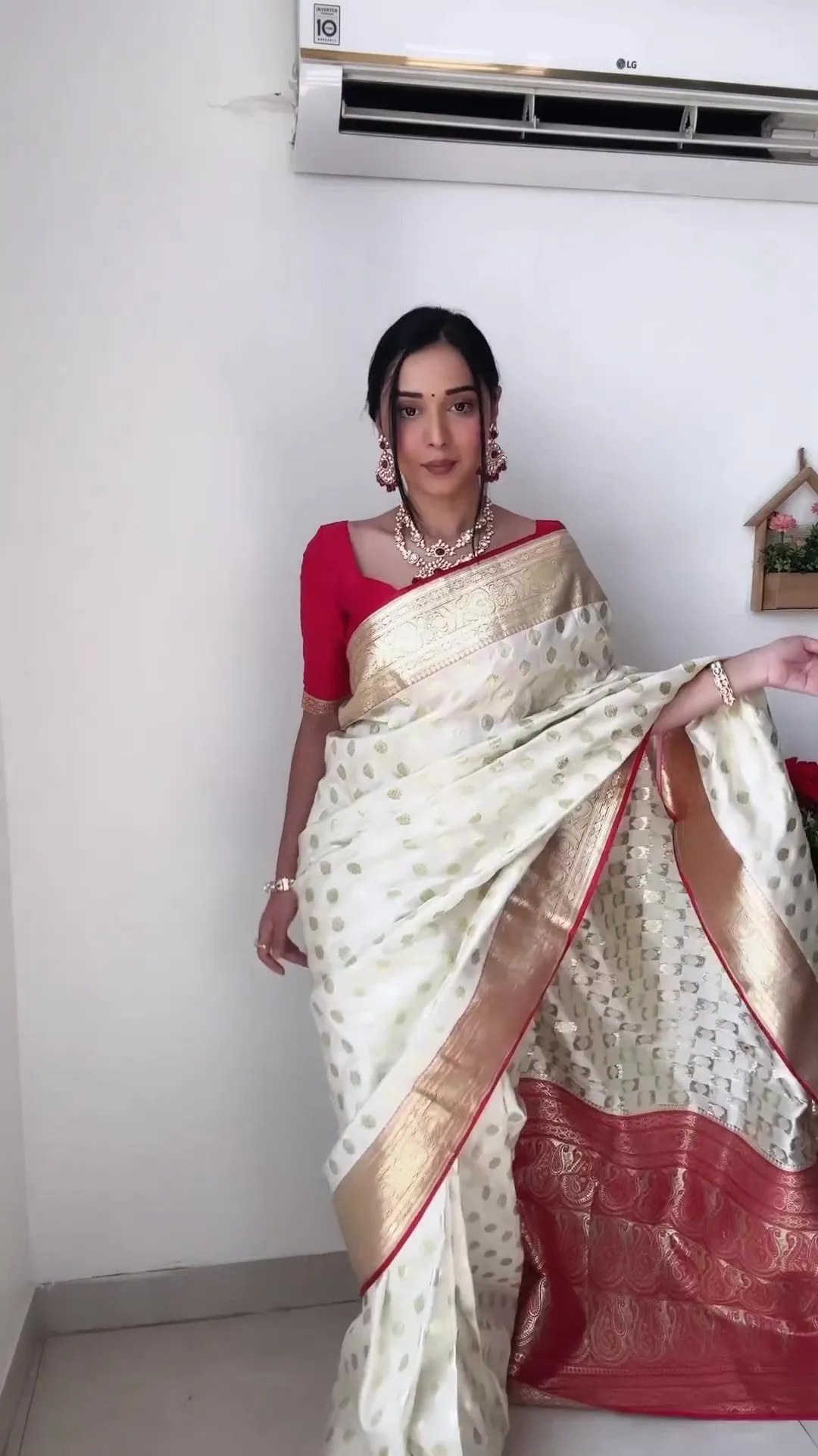 Trendy 1-Minute Ready To Wear Beige Soft Silk Saree