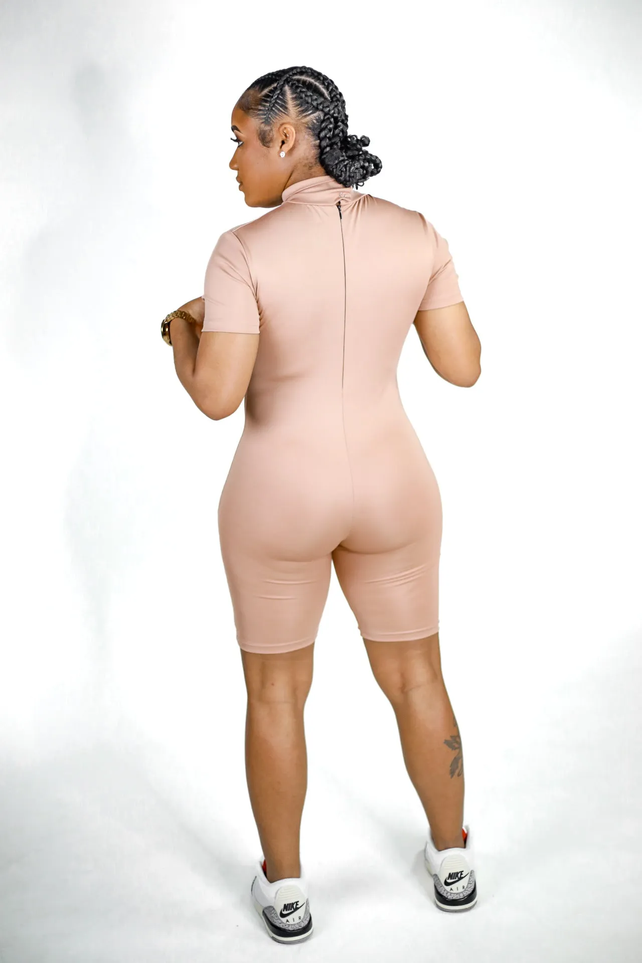 Trillest High Neck Romper - Nude