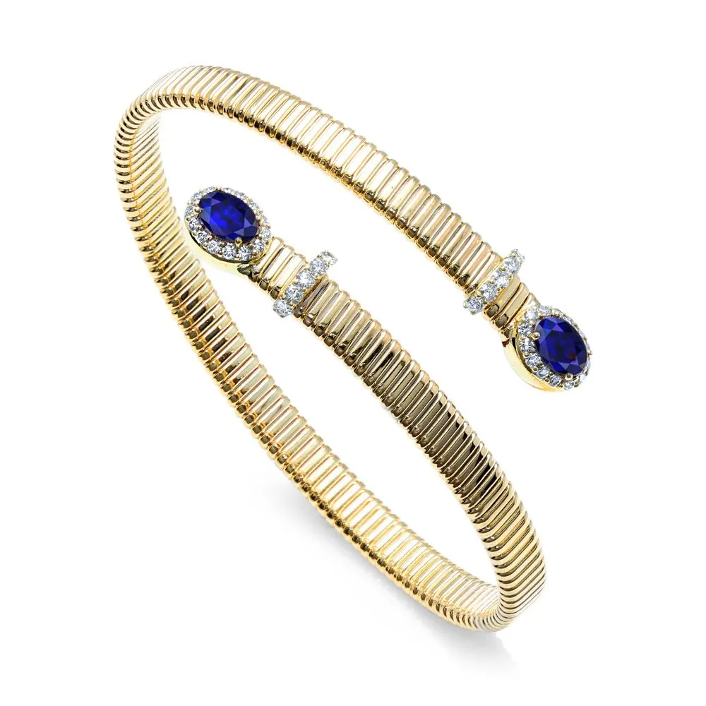 Tubogas Sapphire and Diamond Bypass Bracelet