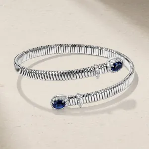 Tubogas Sapphire and Diamond Bypass Bracelet