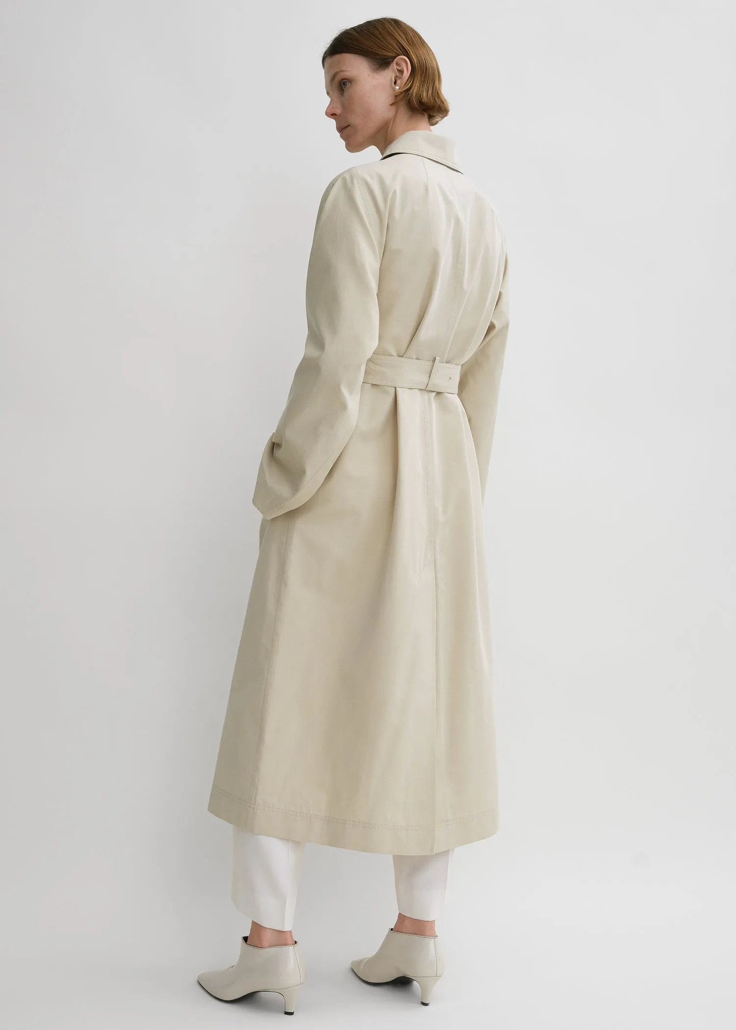 Tumbled cotton silk trench sand