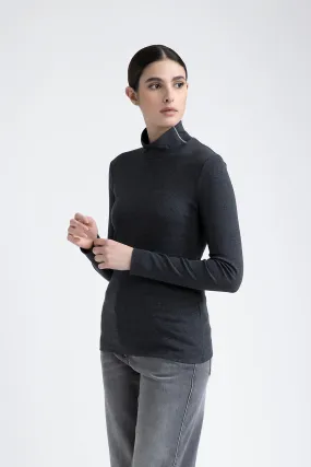 Turtleneck top with Punto Luce trim