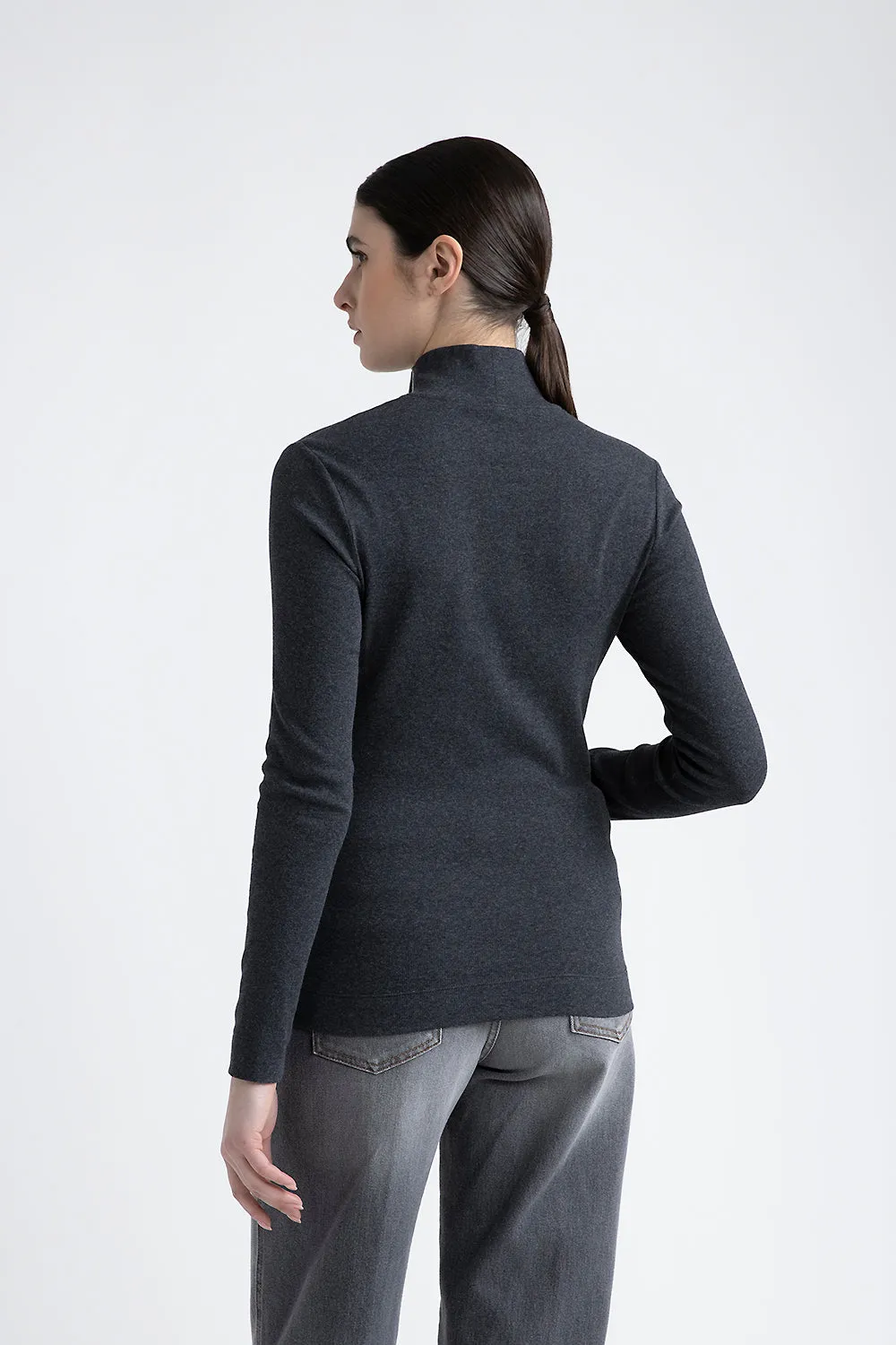 Turtleneck top with Punto Luce trim