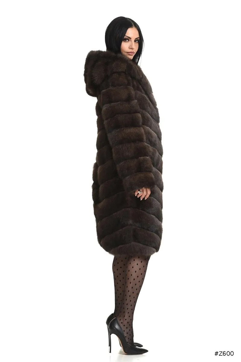 Two-in-one sable coat / vest with hood