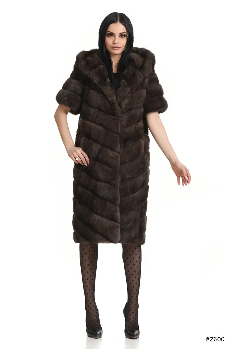 Two-in-one sable coat / vest with hood