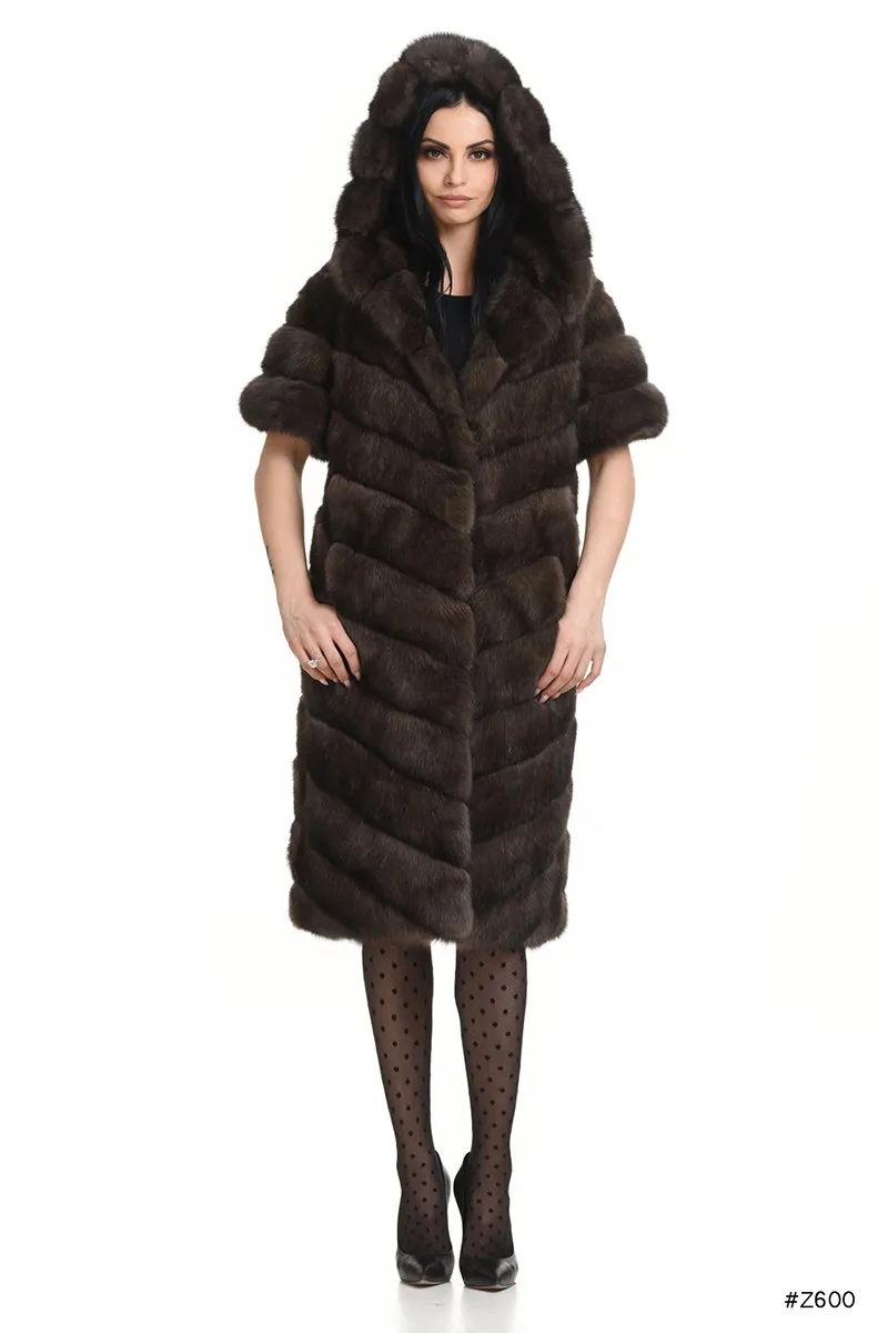 Two-in-one sable coat / vest with hood