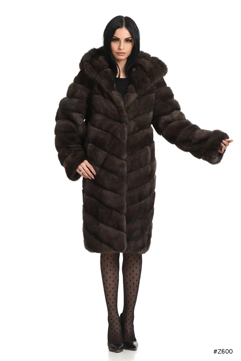 Two-in-one sable coat / vest with hood