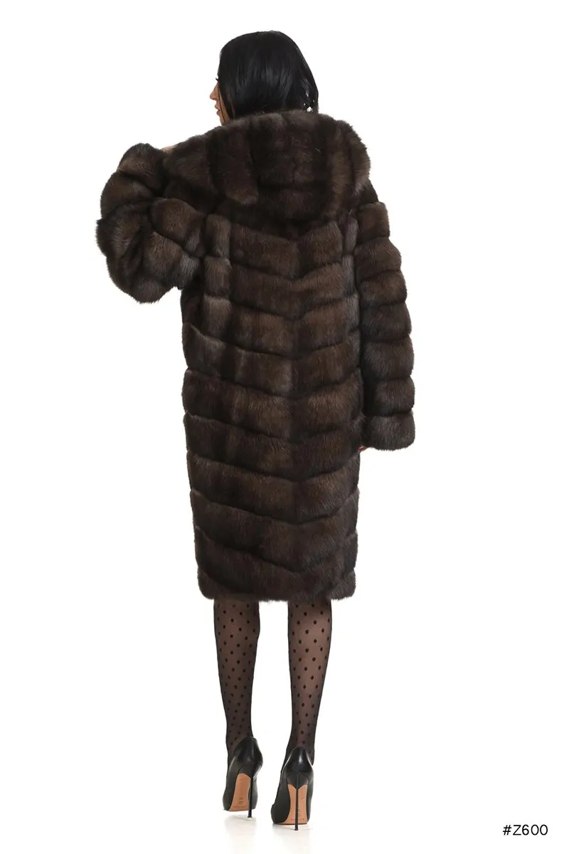 Two-in-one sable coat / vest with hood