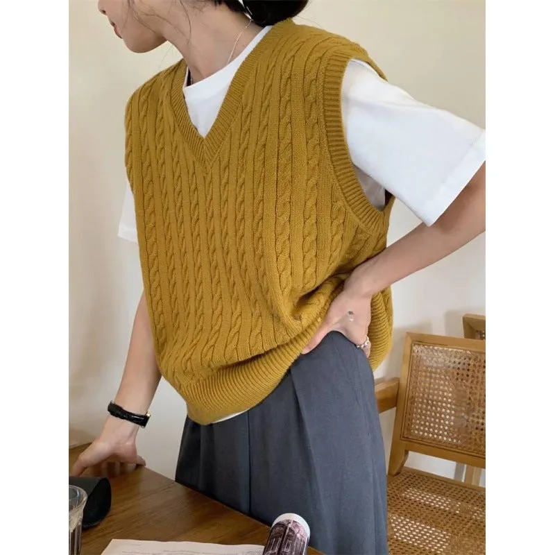 Uniwim classy outfits men Preppy Style 2024 Spring Sweater Vest Loose Retro Versatile Knitted Preppy Style Age-Reducing Outer Collar Vest for Women