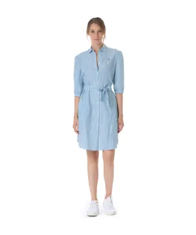 US POLO WOMEN LINEN BLEND STRIPED CHEMISIER DRESS WITH BELT