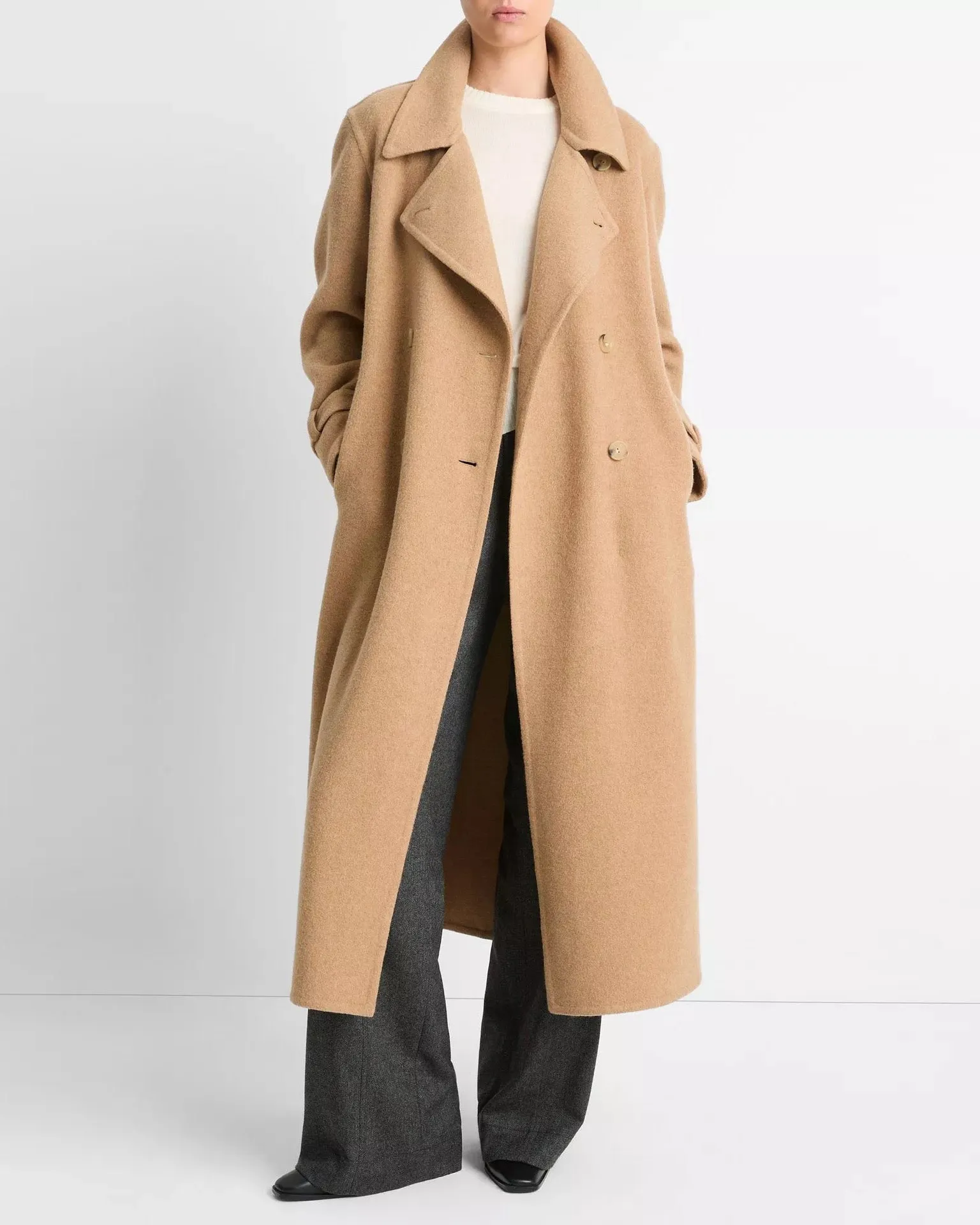 Vince Lofty Belted Long Coat Camel