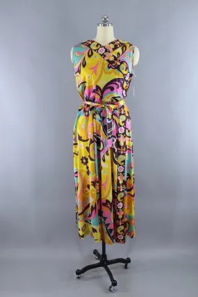 Vintage 1960s Gold & Pink Mod Wrap Dress