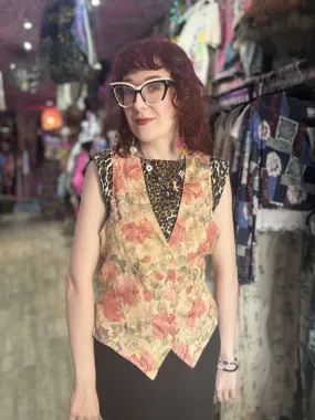 Vintage 90s Rosy Florals Vest